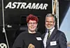 Fartygets gudmor, Europaparlamentarikern Merja Kyllönen, samt Mikki Koskinen, vd på ESL Shipping.