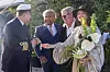 Behälhavare Lennart Larsson, Dev Sanyal koncernchef på VAROPreem, Jonas Backman, vd på Sirius Shipping samt gudmor Agneta Backman.