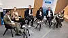 Ethan Faghani från Cetasol, Jennie Folkunger från Trelleborgs Hamn, Andreas Bach från Lighthouse, Amrit Kaur Bhullar från Oceanbird, Jörgen Karlsson från ABB och Julia Christensson från Maritimt Forum på rad på scen.