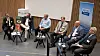 Paneldebatt om Solas och IMO:s arbete med safety och security. Niklas da Silva från Svensk Sjöfart, Johan Wahlström från Sjöfartsverket, Alexander von Buxhoeveden från Länsstyrelsen i Skåne, Henning Jessen från WMU, Donald Werner från Furetank och Gabor Szemler från Transportstyrelsen.